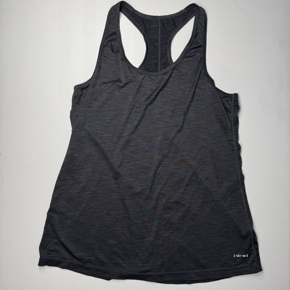 Hind Womens Large Athletic Tank Top Black Heather Racerback Workout Gym